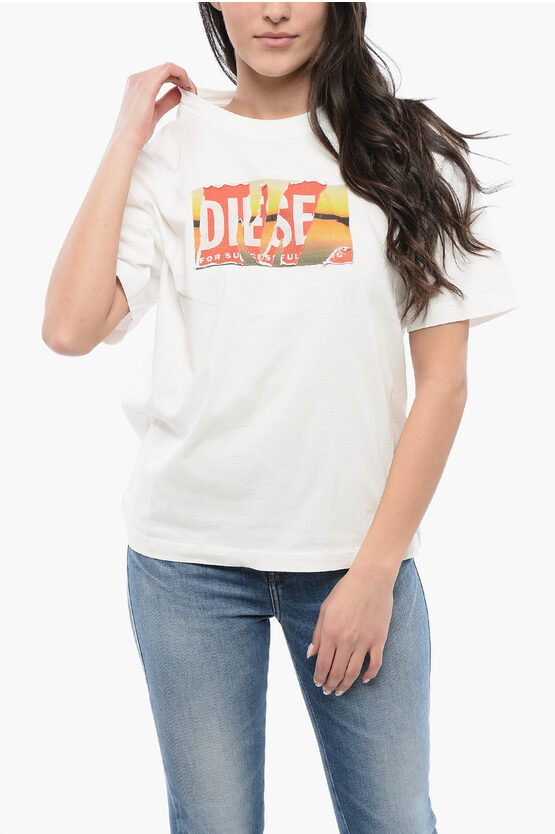 Diesel Red Tag Cotton Crew-neck T-danny-poff T-shirt With Frontal P