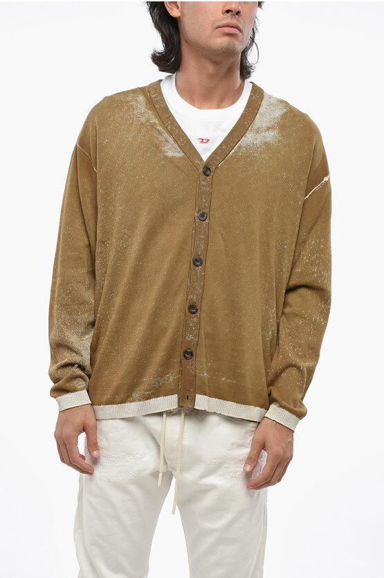 Diesel Red Tag Cotton K-larence Cardigan In Brown