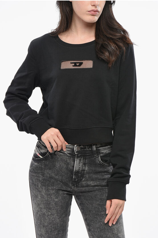 Diesel Red Tag Crew Neck Slimmy Sweatshirt With See Through Detail Grösse S In Black