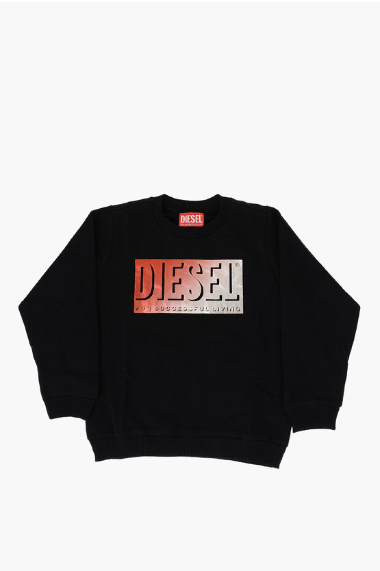 Diesel Red Tag Crew-neck Sweatshirt Selsc With Gradient Logo In Black