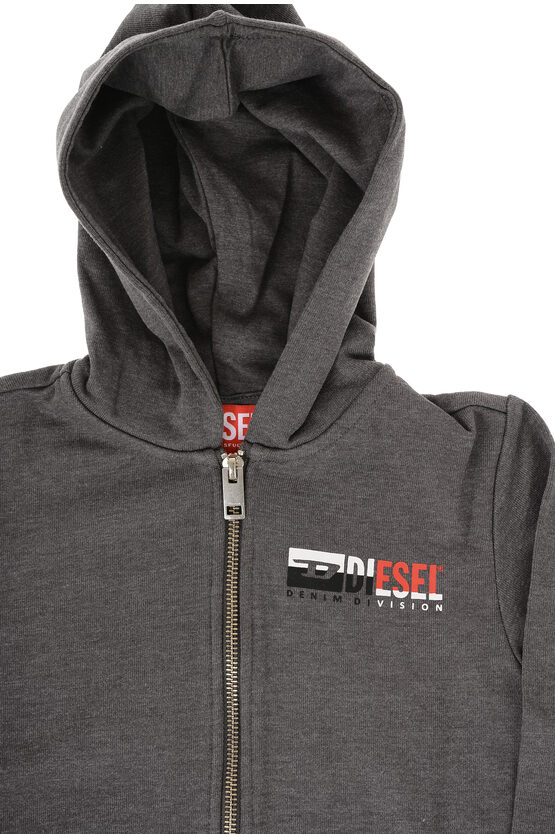 RED TAG Felpa SADONZ in Cotone Garzato con Cappuccio e Chiusura Zip