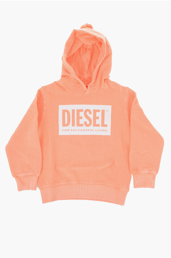 Shop Diesel Red Tag Fluo Brushed Cotton Sgeo-ff Hoodie