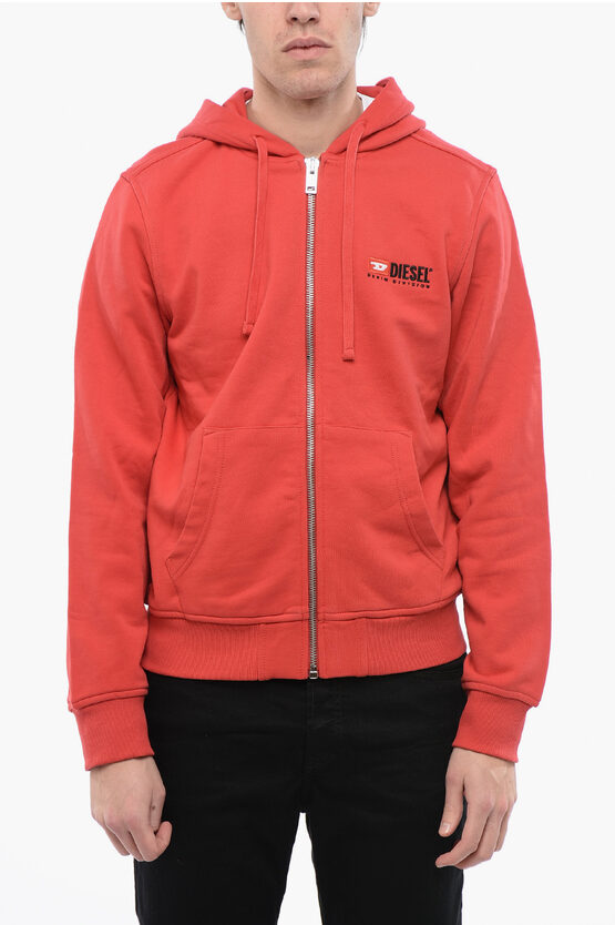 Diesel Red Tag Hoodie S-ginn-hood With Zip Closure
