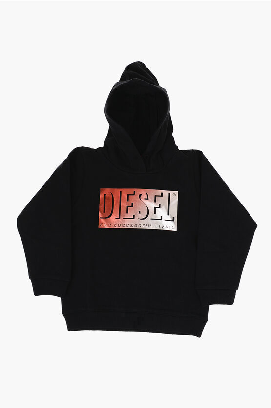 Diesel Red Tag Hoodie Selsc With Gradient Logo In Black