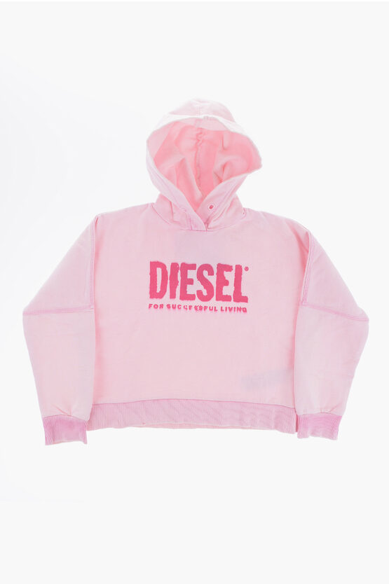 Diesel Red Tag Hoodie Squingy Smudged Logo In Pink