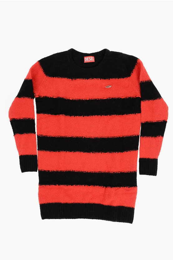 Diesel Kids' Red Tag Knitted Striped Dvirginia Dress