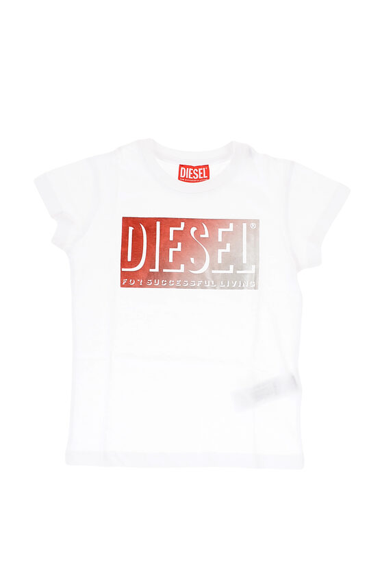 Diesel Red Tag Logo Printed Tesl Crew-neck T-shirt In White