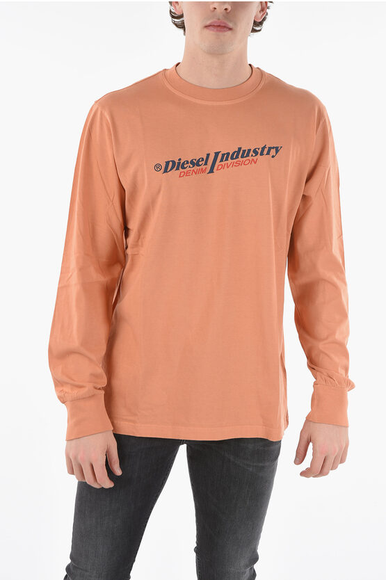 Diesel Red Tag Long Sleeve Crew-neck T-just-ls-ind T-shirt In Orange