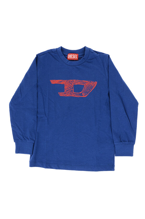 Diesel Red Tag Long Sleeve Tdad Crew-neck T-shirt In Blue