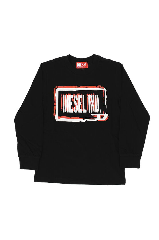Diesel Red Tag Long Sleeve Tostml Crew-neck T-shirt In Black