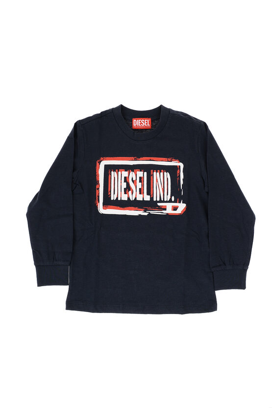 Diesel Red Tag Long Sleeve Tostml Crew-neck T-shirt In Black