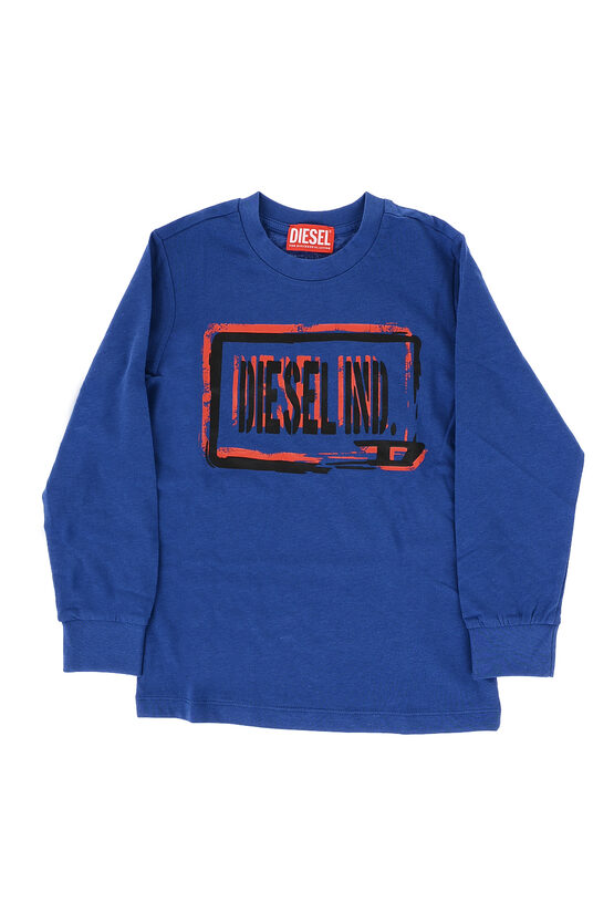 Diesel Red Tag Long Sleeve Tostml Crew-neck T-shirt In Blue