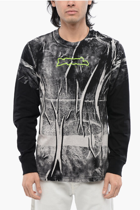 Diesel Long-sleeve T-shirt With Crease-effect Print