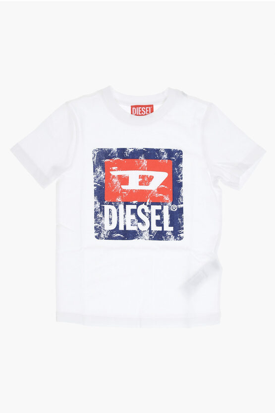 Shop Diesel Red Tag Maxi Logo Printed Tgal Crew-neck T-shirt