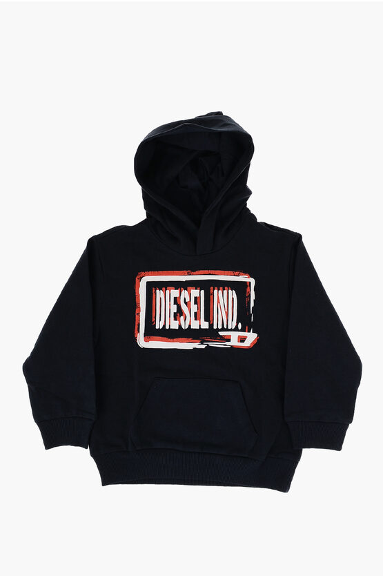 Diesel Red Tag Oversized Stost Hoodie With Patch Pocket In Black