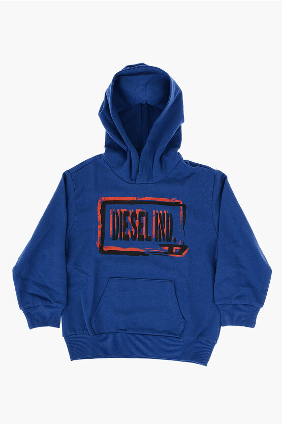 Diesel Red Tag Oversized Stost Hoodie With Patch Pocket In Blue