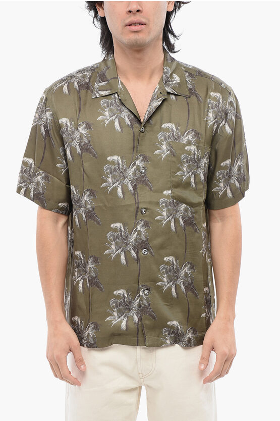 Diesel Red Tag Short Sleeved Bmowt-adrian Shirt With Palms Pattern