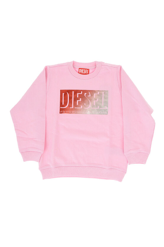 Diesel Red Tag Solid Color Sels Crew-neck Sweatshirt In Pink