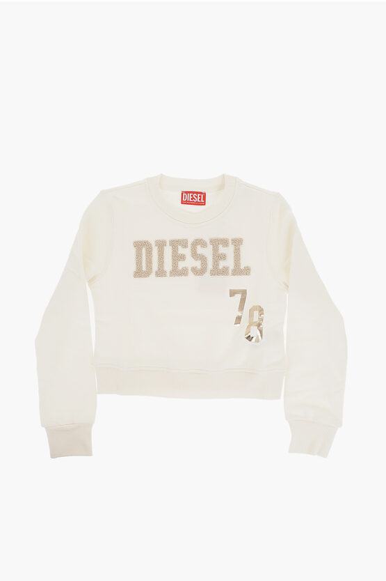 Diesel Red Tag Solid Color Slimmybts Crew-neck Sweatshirt With Lure In Neutral
