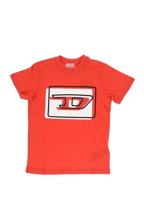 Diesel Red Tag Solid Color Tdasi T-shirt With Printed Logo