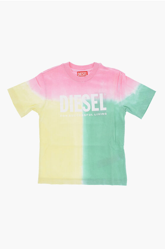 Diesel Red Tag Tie Dye Effect Tabry Over Crew-neck T-shirt In Multi