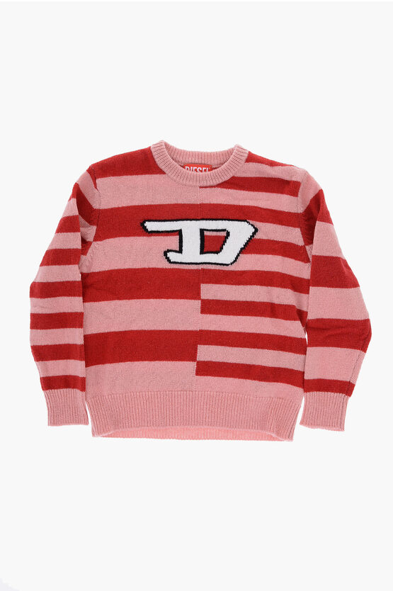 Shop Diesel Red Tag Two-tone Striped Kemply Crew-neck Sweater