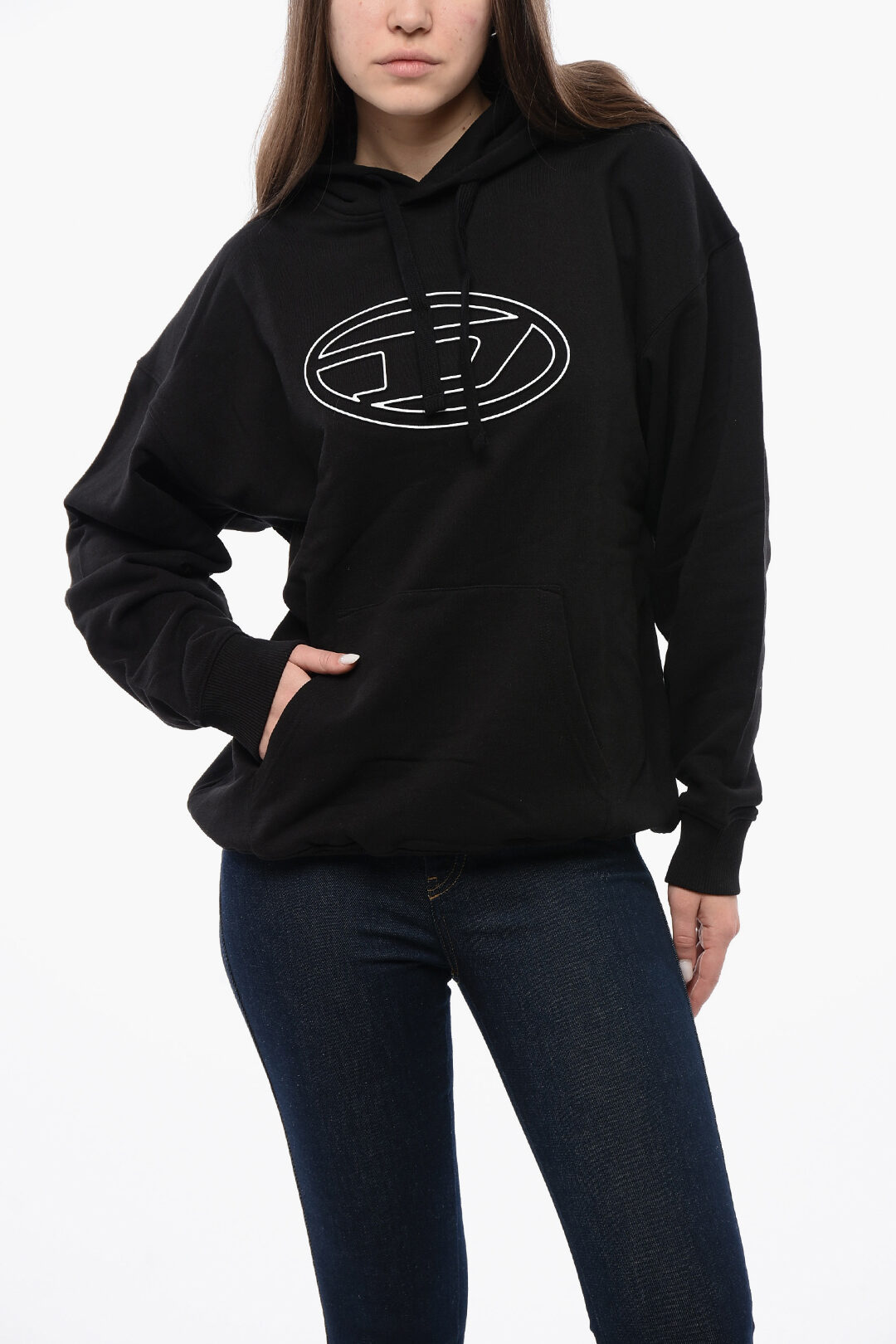 【DIESEL】s-ummer-bigoval Hoodie with embossed Oval D Men's Hoodie with embossed Oval D | Grey | Diesel