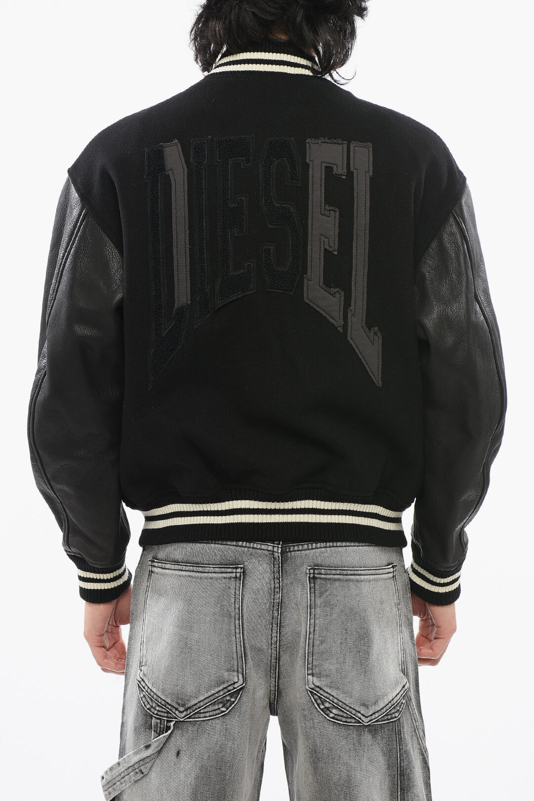 Diesel RED TAG Wool Blend L-FRANZ-PATCH Bomber with Leather