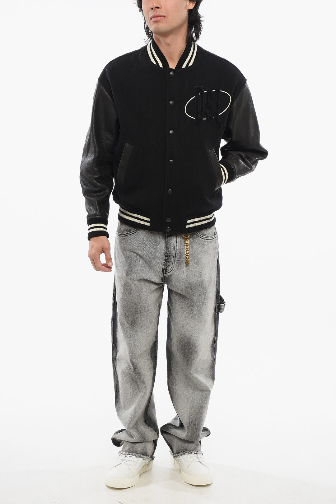 Diesel RED TAG Wool Blend L-FRANZ-PATCH Bomber with Leather