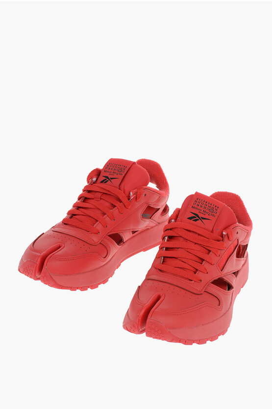 Maison Margiela Reebok Leather Project 0 Cl Dq Tabi Sneakers With Cutouts In Red