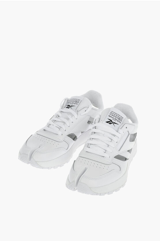 Maison Margiela Reebok Leather Tabi Sneakers With Cutout In White