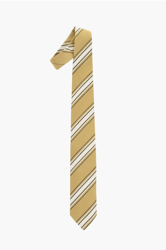 Corneliani Regimental Striped Cotton And Silk Tie