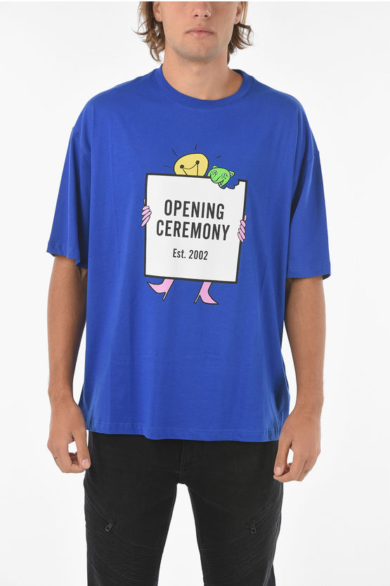 Opening Ceremony Regular Fit Boxlogo Crew-neck T-shirt In Blue