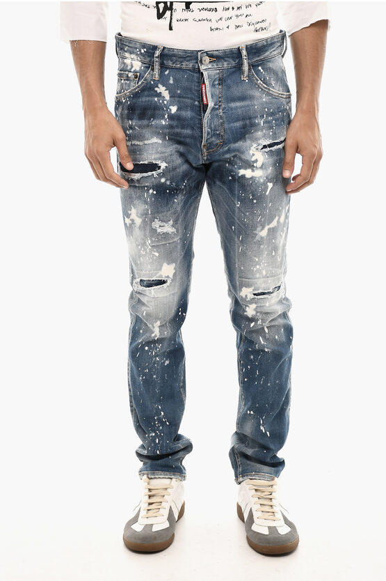 Dsquared2 Regular Fit Jeans Splatter Effect 17 Cm