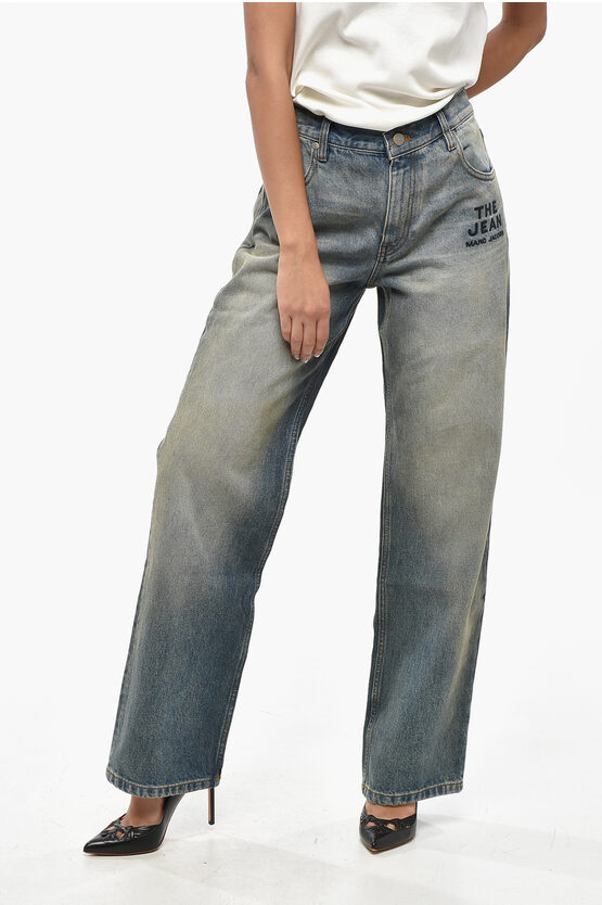 Marc Jacobs Regular Fit Jeans With Embroidered Logo 22cm In Blue