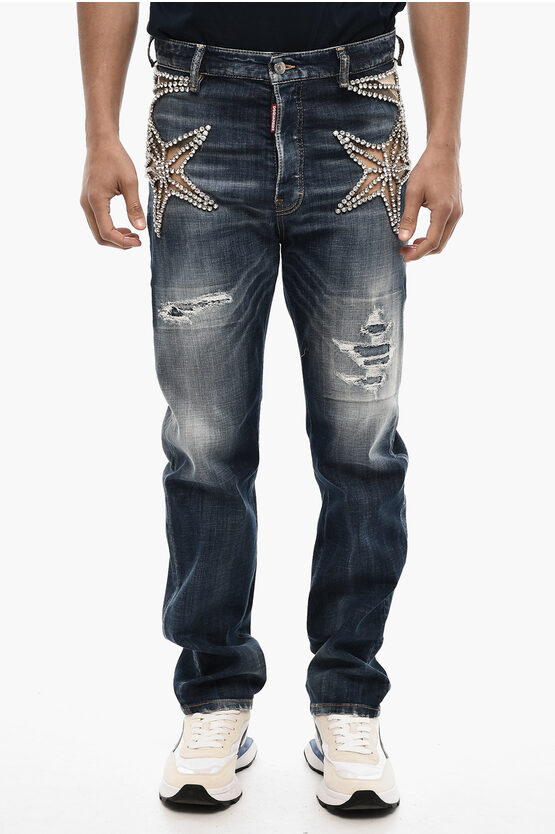 Dsquared2 Regular Fit Jeans With Jewels In Black