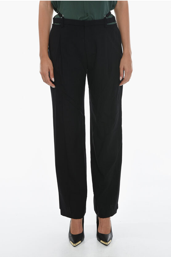 Dion Lee Regular Fit Low-rise Pants With Side Martingale In Black