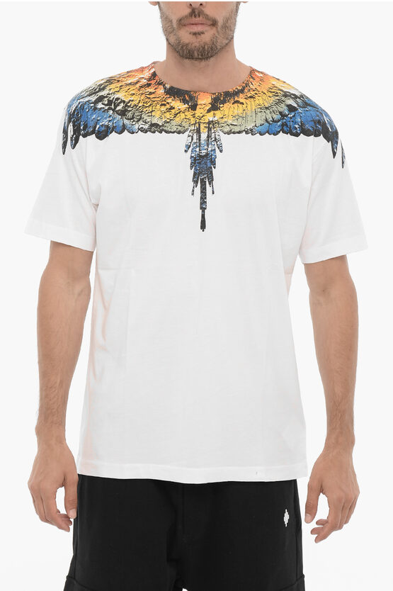 Shop Marcelo Burlon County Of Milan Regular Fit Lunar Wings Crew-neck T-shirt With Print