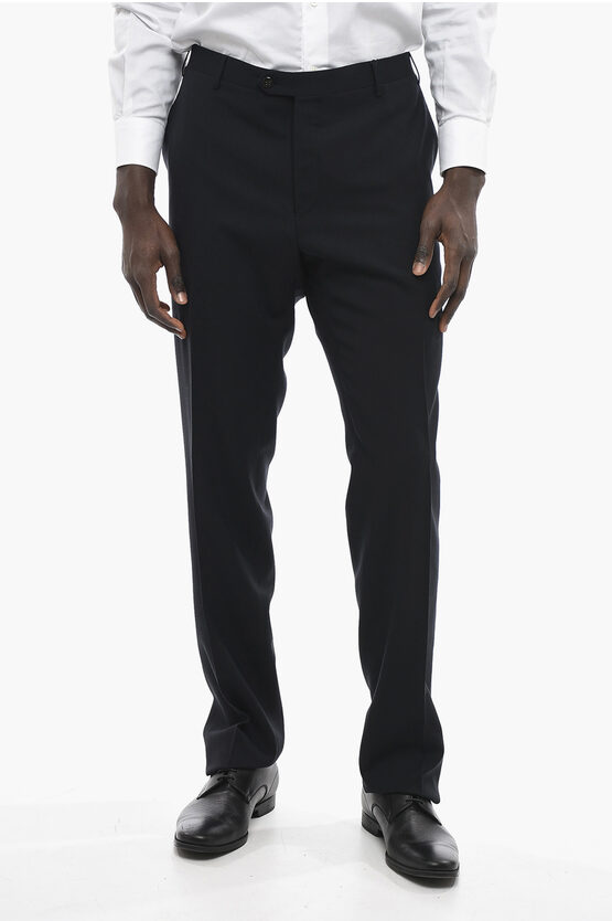 Corneliani Regular Fit Virign Wool Academy Pants In Black