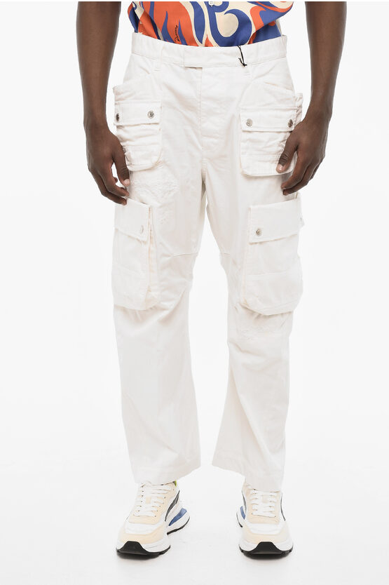 Dsquared2 Regular Waist Cargo Pants With Logoed Buttons
