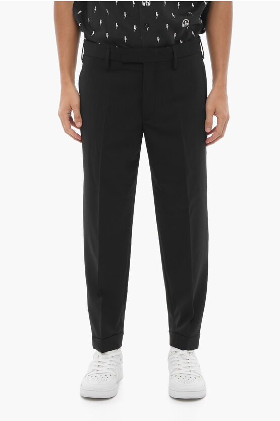 Shop Neil Barrett Regular Waist Slim Fit Pants With Ankle Zip