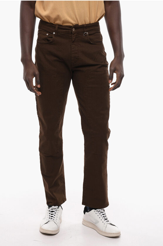Represent Regular Waist Stretch Cotton Carpenter Pants In Brown