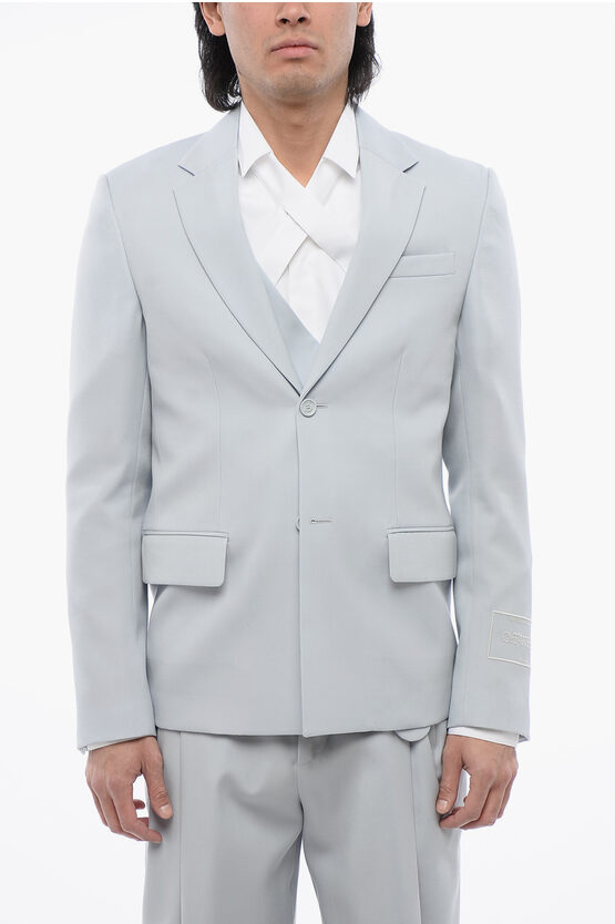 Off-white Relax Fit Blazer With Flap Pockets