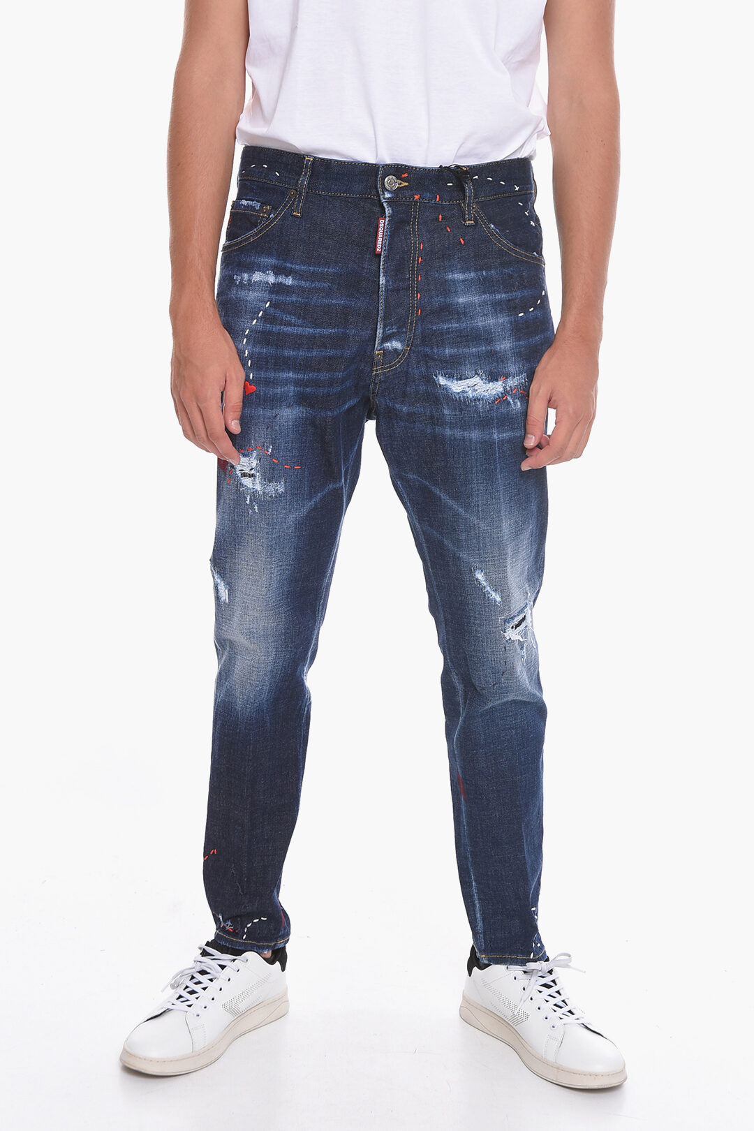 Dsquared2 RELAX LONG CROTCH Distressed Denims with Tapered-fit men ...