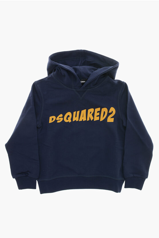 Dsquared2 Relaxed-fit Cotton Hoodie With Print In Blue