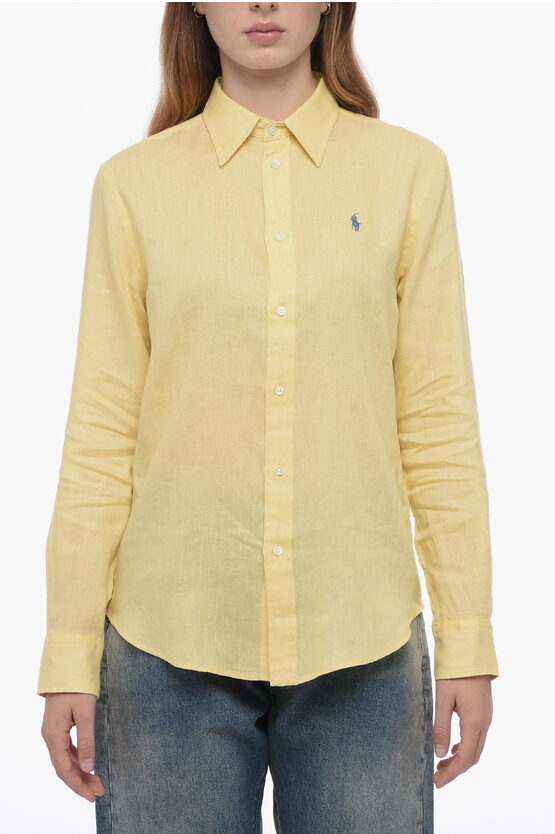 Shop Polo Ralph Lauren Relaxed Fit Linen Shirt With Embroidered Logo