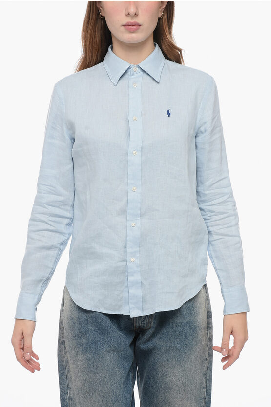 Shop Polo Ralph Lauren Relaxed Fit Linen Shirt With Embroidered Logo