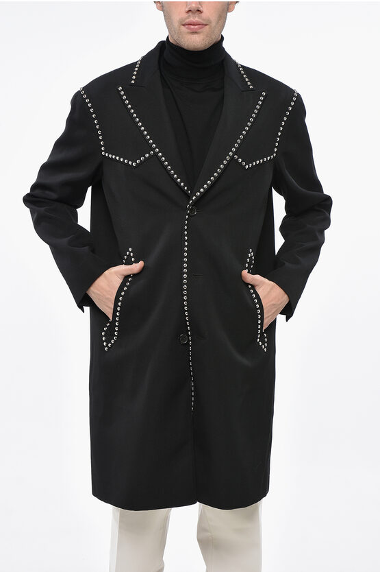 Dsquared2 Relaxed Fit Rock And Roll Coat With Studs In Black