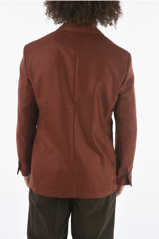Corneliani Removable Chester Piece Twill Wool And Silk Blazer In Brown