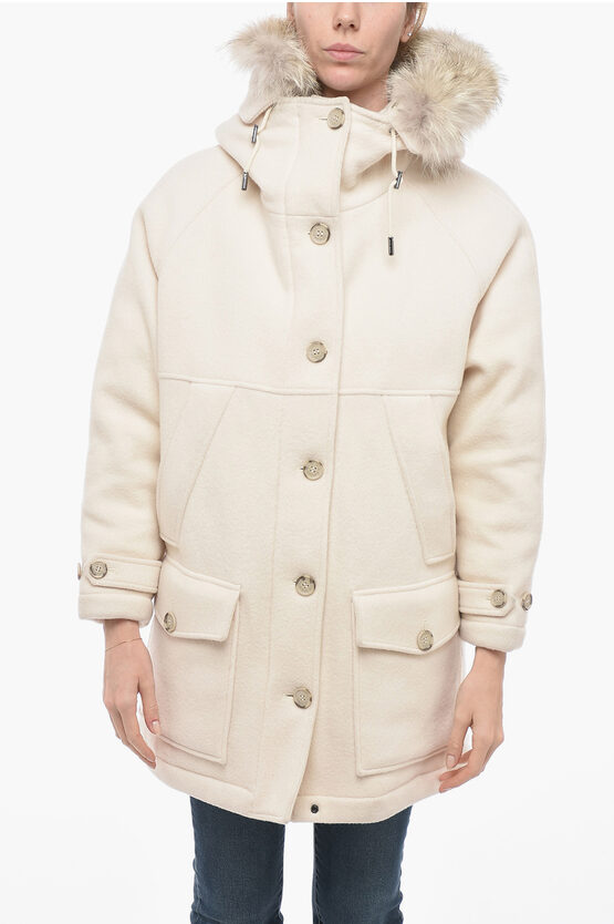Woolrich Removable Fur Tundra Parka In White